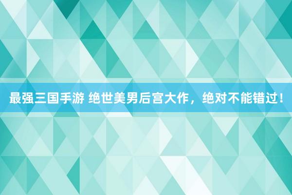 最强三国手游 绝世美男后宫大作，绝对不能错过！