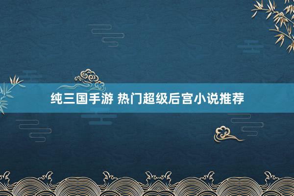 纯三国手游 热门超级后宫小说推荐