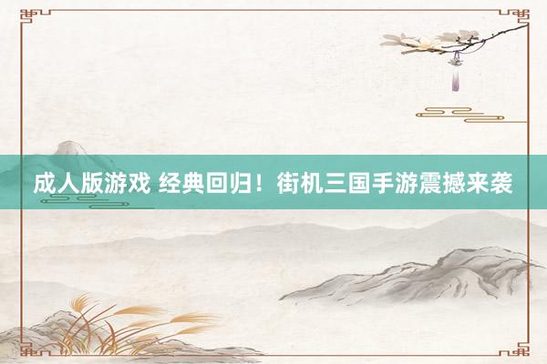 成人版游戏 经典回归！街机三国手游震撼来袭