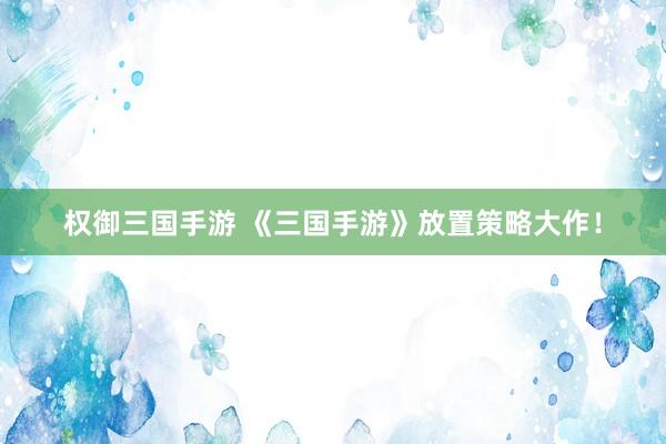权御三国手游 《三国手游》放置策略大作！