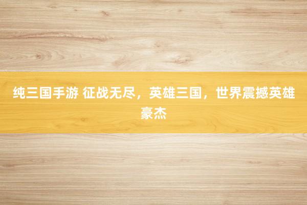 纯三国手游 征战无尽，英雄三国，世界震撼英雄豪杰