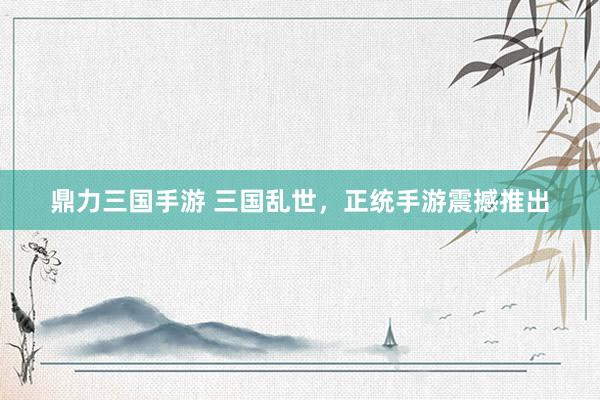 鼎力三国手游 三国乱世，正统手游震撼推出