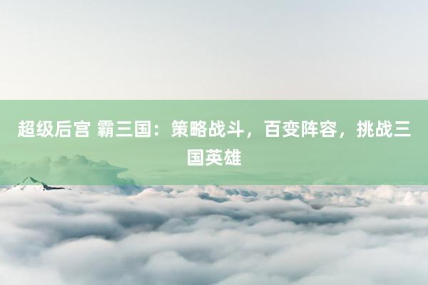 超级后宫 霸三国：策略战斗，百变阵容，挑战三国英雄