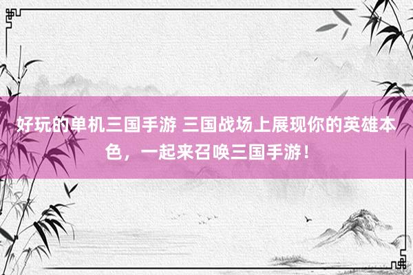 好玩的单机三国手游 三国战场上展现你的英雄本色，一起来召唤三国手游！