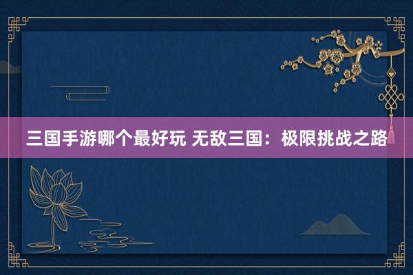 三国手游哪个最好玩 无敌三国：极限挑战之路